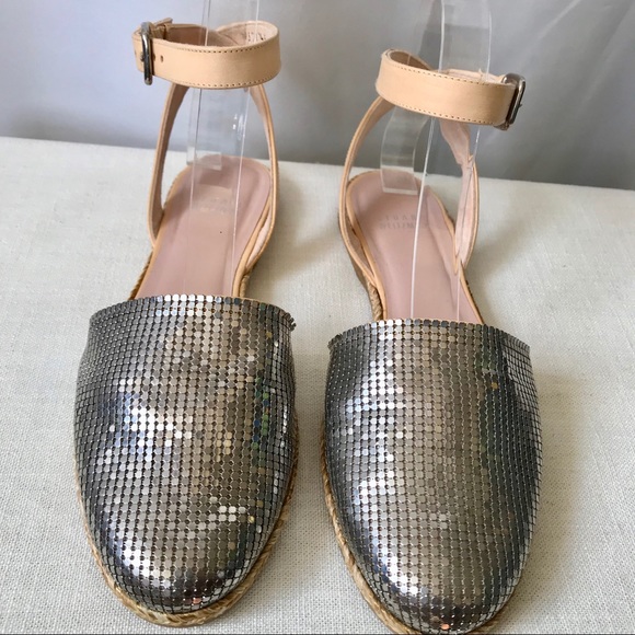 STUART WEITZMAN Metallic Ankle Strap Sandal Sz   8 - Picture 1 of 7